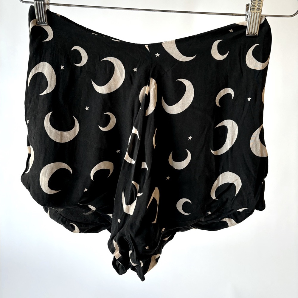 Bohemian Bones • Moon & Stars Silky Shorts • Black & Cream ⭐️🌙